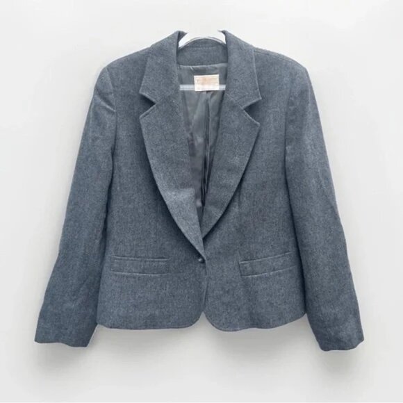 Vintage Pendleton Blazer Jacket Women 12 M/L Gray 100% Pure Wool Made In USA - Picture 1 of 14